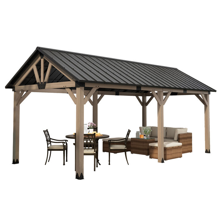 Clihome 12x20ft Cedar Wood Framed Gazebo with Curtain and Netting