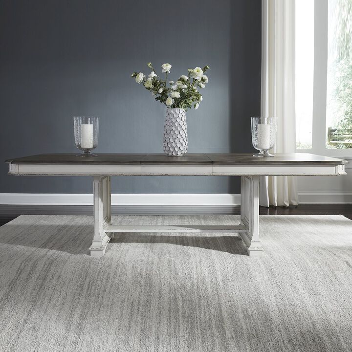 Liberty Furniture Abbey Park Trestle Table in Rubberwood Solids w/ White Oak & Birch Veneers