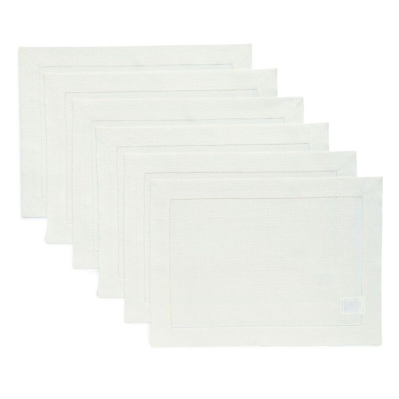 Christmas Linen Placemats 14 x 19 in Set of 4 - Classic Hemstitch, Solino Home