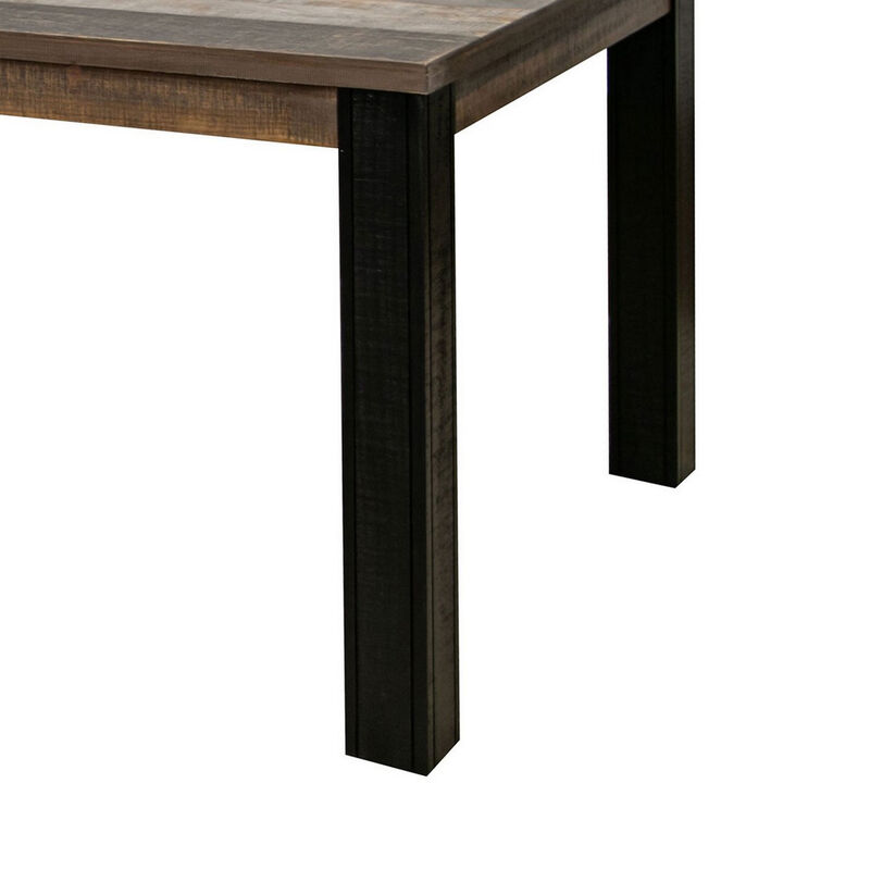 Pola 65 Inch Dining Table, Rectangular Top, Transitional Gray Brown Wood image number 4