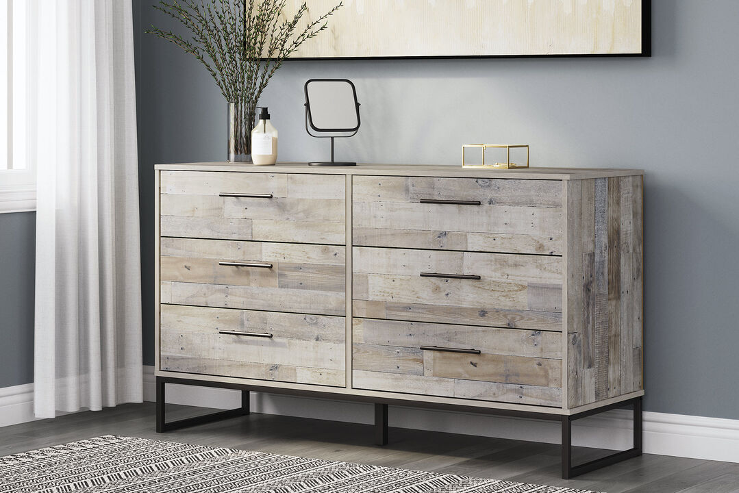 Neilsville 6 Drawer 59" Dresser in Whitewash