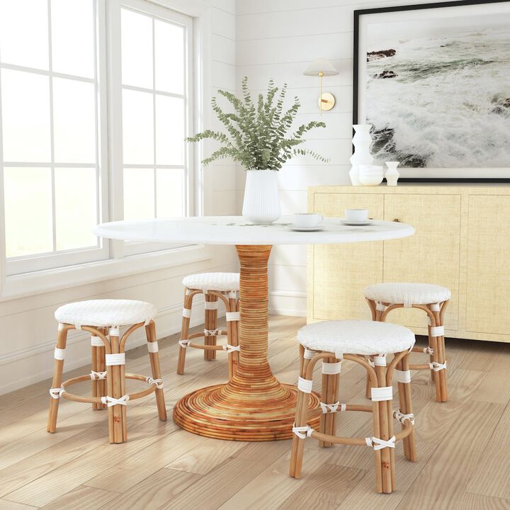 Butler Specialty Tobias Rattan Round 18" Stool, White