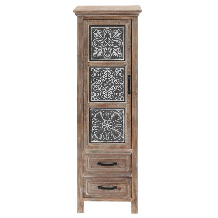 LuxenHome Metal and Wood Tall Tower Cabinet