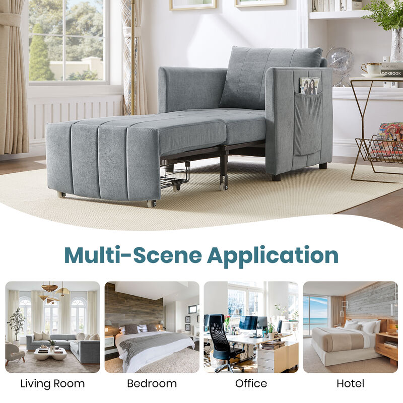 Merax Upholstered Convertible Sleeper Sofa Pull Out Sofa Bed with 5-Position Adjustable Backrest