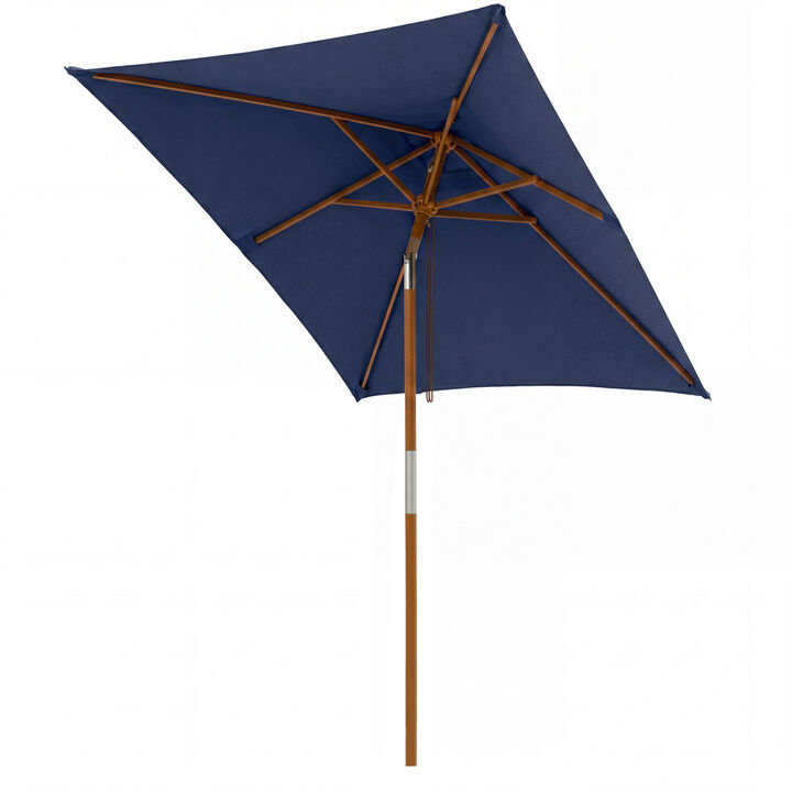 7 Ft Rectangular Outdoor Umbrella with 3 Height Adjustments for Patio and Garden Shade
