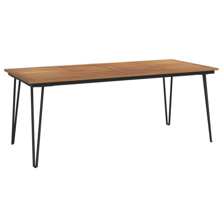 vidaXL Patio Table with Hairpin Legs 78.7"x35.4"x29.5" Solid Wood Acacia