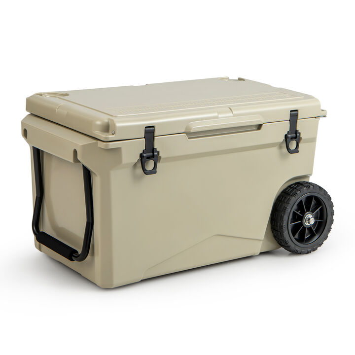 Quart Portable Cooler Rotomolded Ice Chest with Handles and Wheels