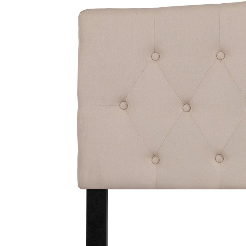 Flash Furniture Tufted Upholstered King Size Headboard in Beige Fabric image number 4