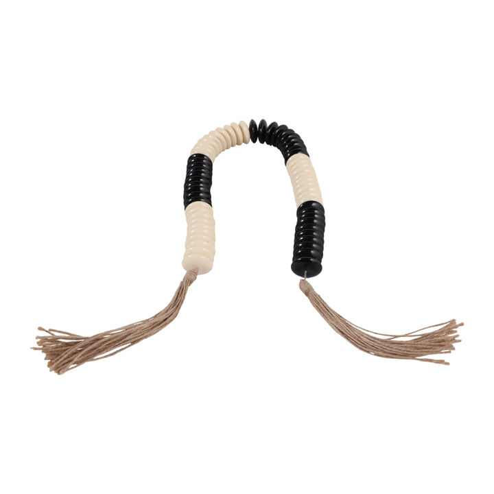 42x1.25" Slim Round Bead Garland, Ivory/black