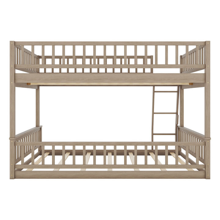 Whisen Full XL over Queen Bunk Bed with Ladder and Guardrails