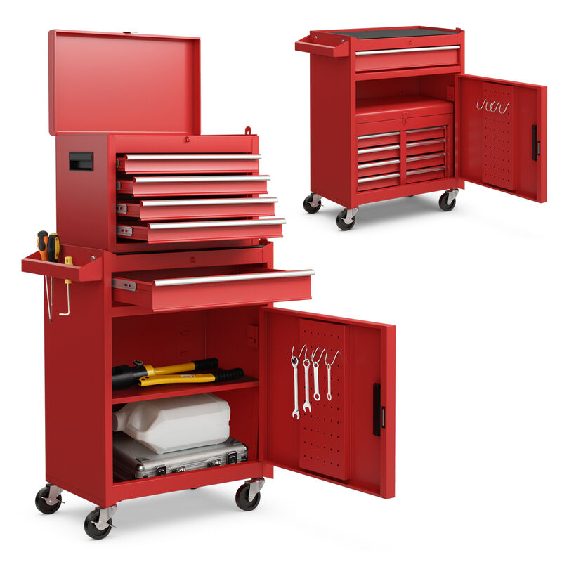 2-in-1 Tool Chest with Locking Drawers and Casters &ndash; Garage & Workshop Storage