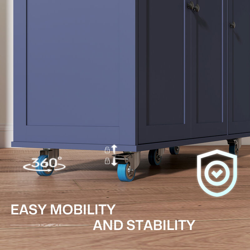 Hivvago Kitchen Island Cart with Drop Leaf, Charging Station, and Shelf image number 6