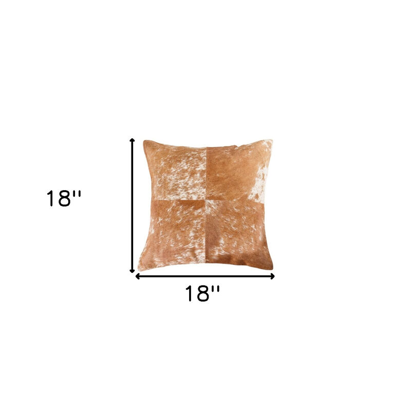 HomeRoots Set of Two 18" Brown and White Cowhide Cowhide Throw Pillows image number 5