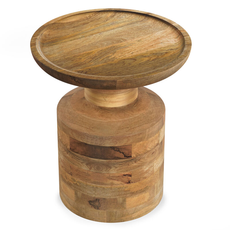Haynes 16 inch Wide Solid Mango Boho Accent Table in Natural, Assembled