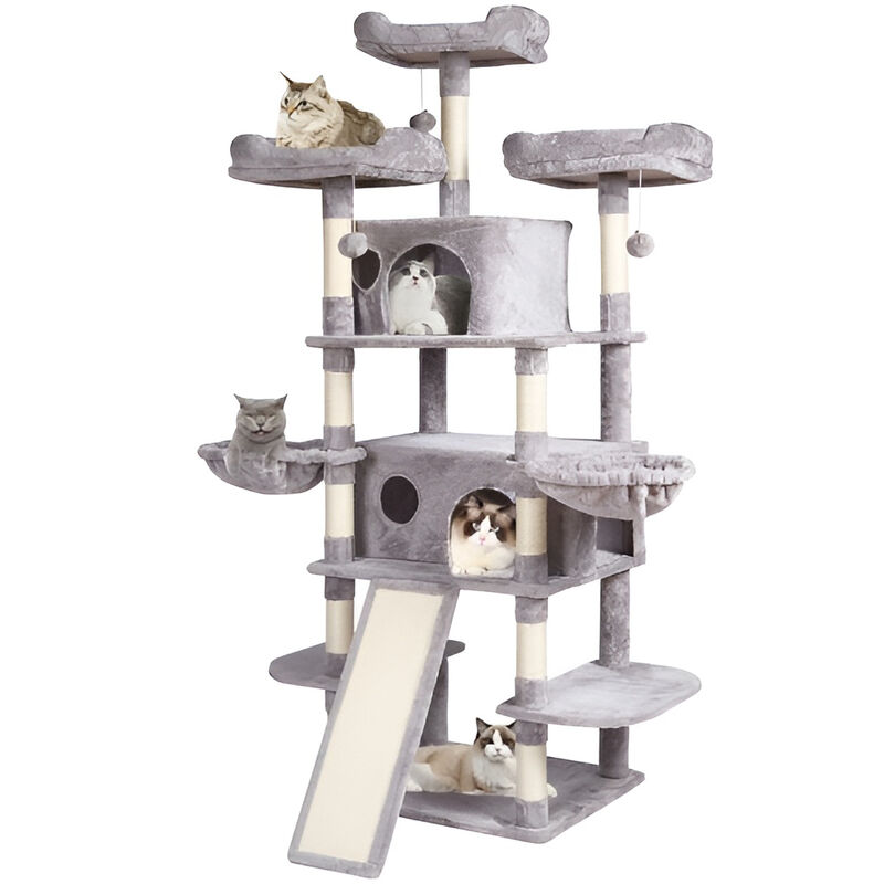 Indoor Cat Tower with Cat Condos and Sisal Posts for Scratching, Climbing, and Napping