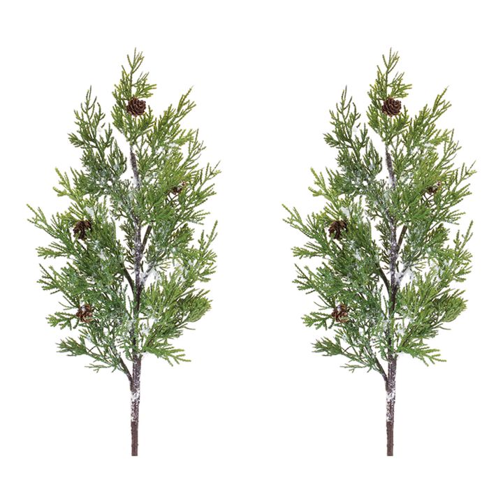 Festive Wintry Pine Sprays - Set of 2 Holiday Decoration Accents