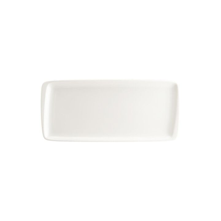 Moove 13.5" x 6" x h:0.75" Rectangular Warm White Porcelain Platter