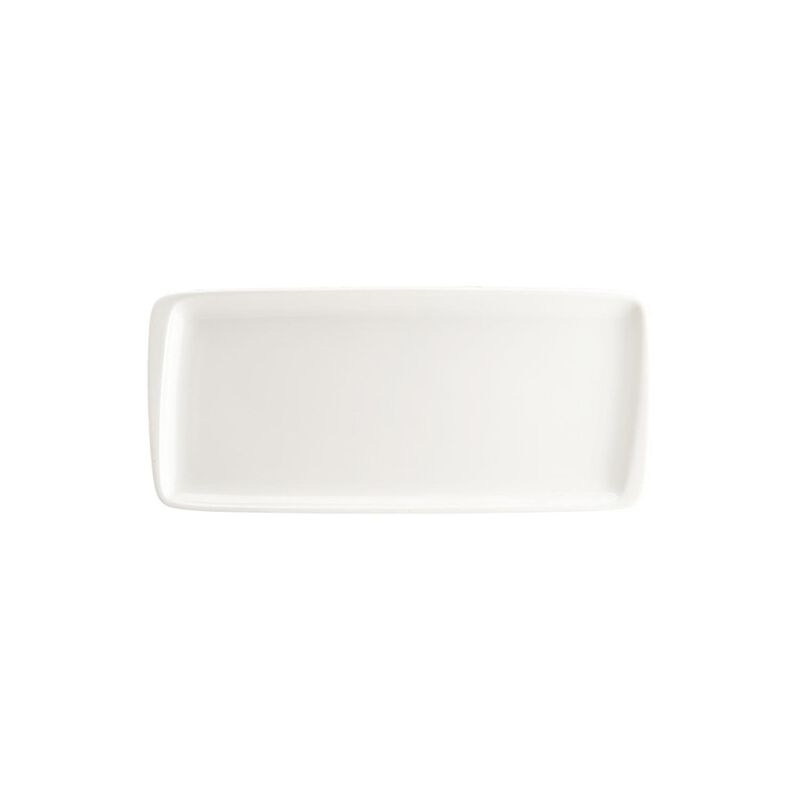 Moove 13.5" x 6" x h:0.75" Rectangular Warm White Porcelain Platter
