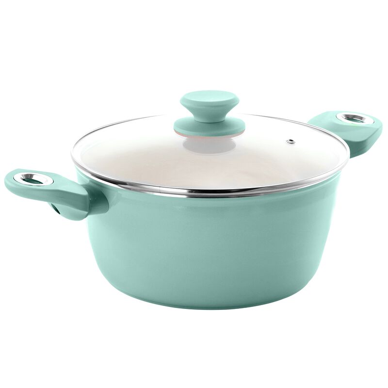 Gibson Home Plaza Cafe Aluminum 4.5 Qt Dutch Oven with Soft Touch Handles in Sky Blue