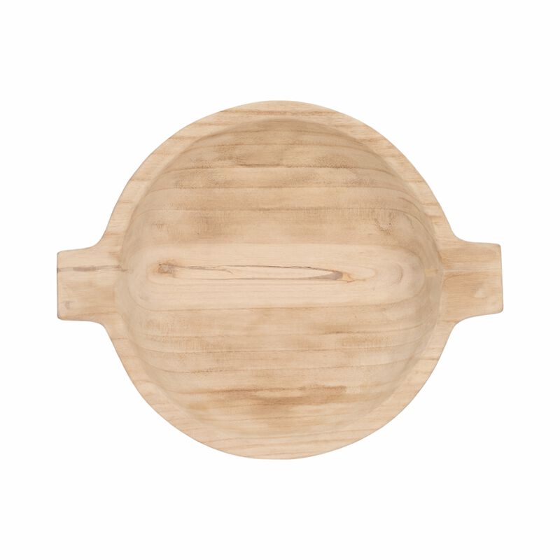 16" Round Wood Bowl With Handles, Natural image number 4