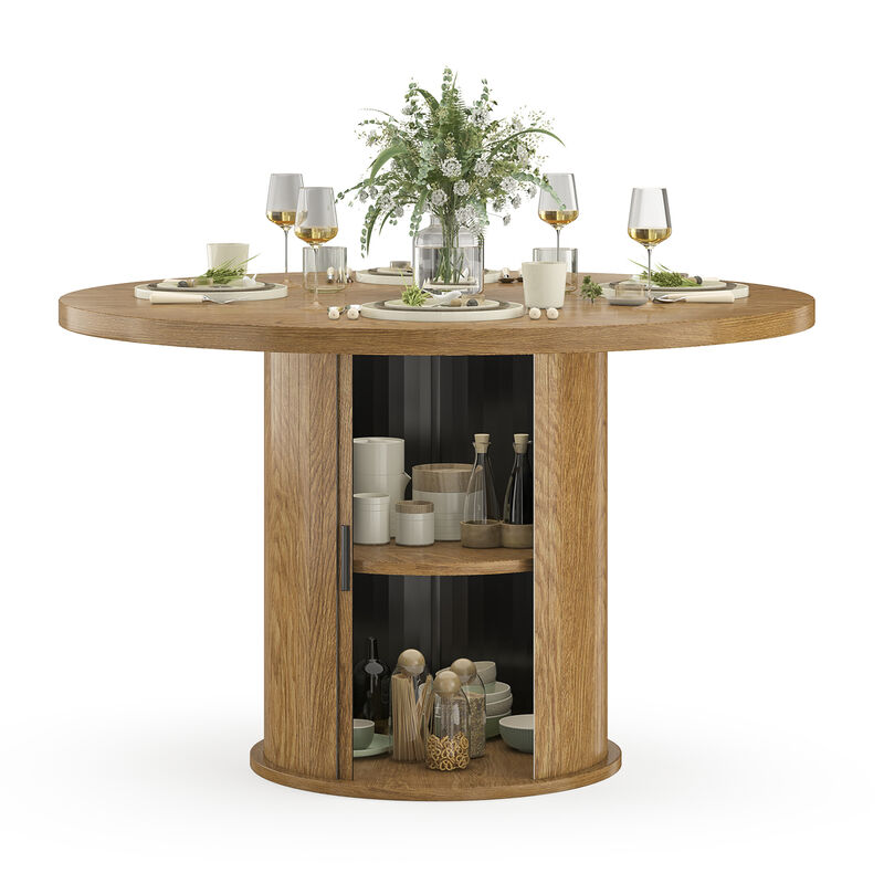 43" Round Wood Dining Table for 4 People image number 6