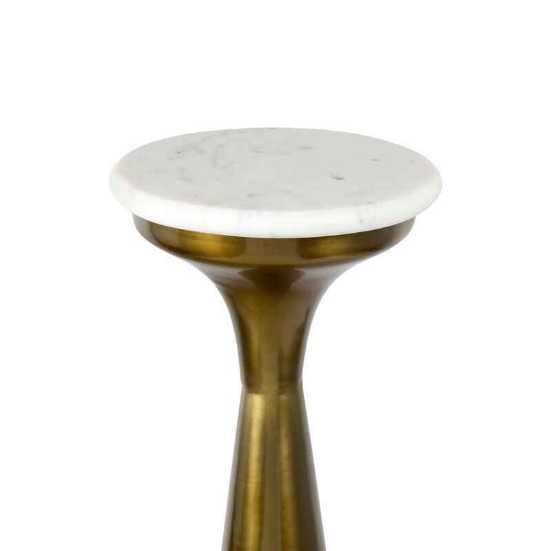 Oliver Mid-Century Glam Retro Metal Drink Table with Marble Top