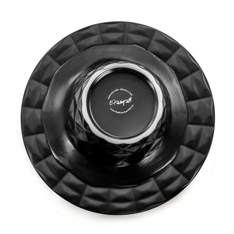 Elama Retro Chic 16-Piece Glazed Dinnerware Set in Black