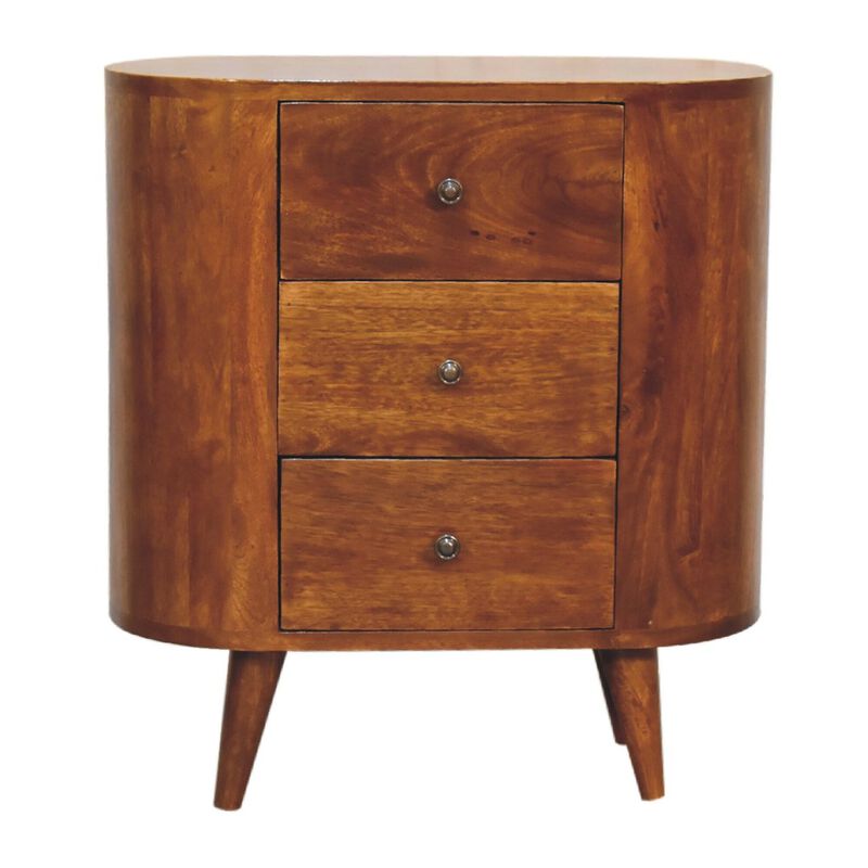 Mini Chestnut  3 Drawer Solid Wood Cabinet
