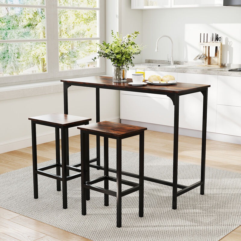 Durable Industrial 3-Piece Counter-Height Bar Table and Stools Set