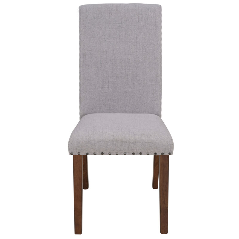 Upholstered Dining Chairs - Dining Chairs Set of 2 Fabric Dining Chairs with Copper Nails