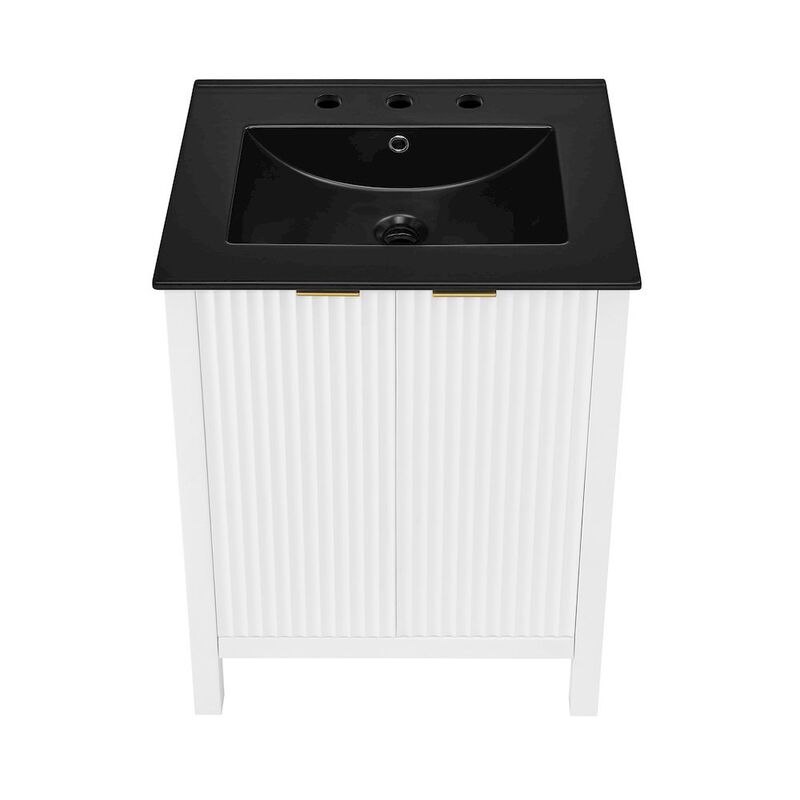 Bastille 24 in. White Bathroom Vanity with 3-Hole Ceramic Sink Top image number 5