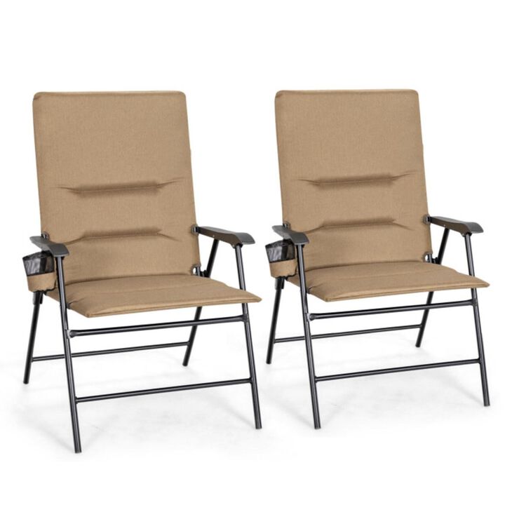 Hivvago 2 Pieces Patio Padded Folding Portable Chair Camping Dining Outdoor