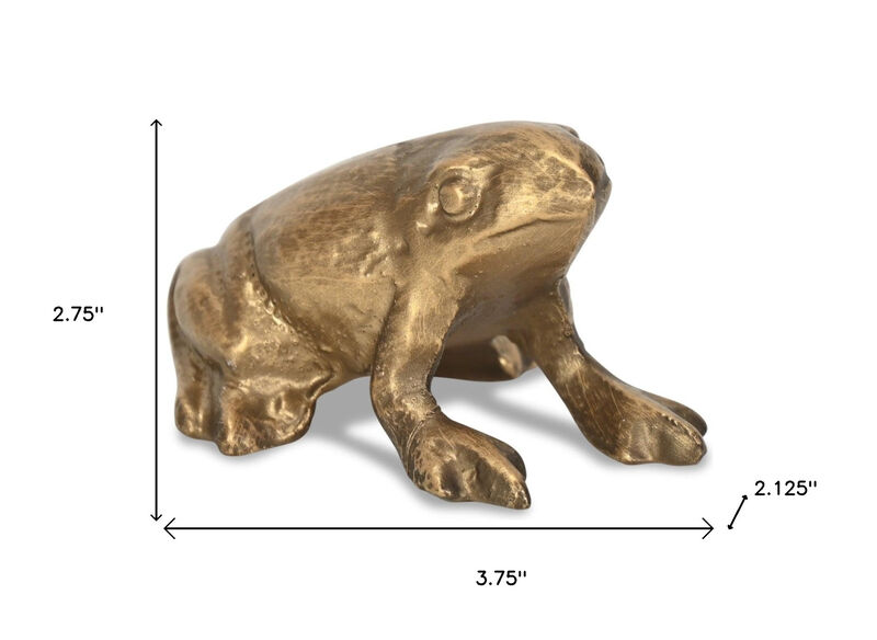 HomeRoots 3" Antiqued Gold Cast Iron Frog Figurine image number 6