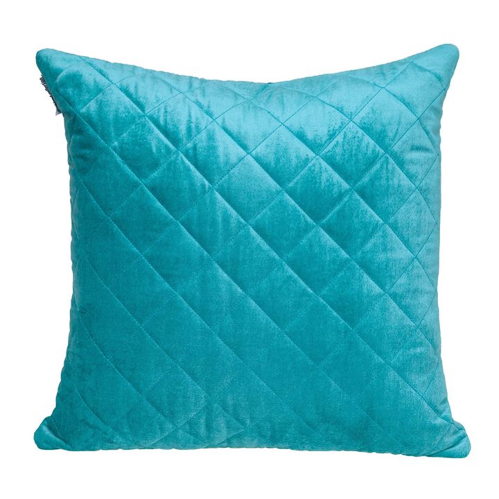 20" Blue Square Transitional Quilted Throw Pillow