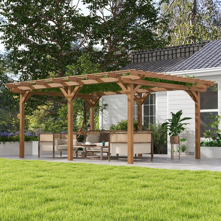 Hivvago 12x16 Backyard Wood Pergola Structure with Trellis
