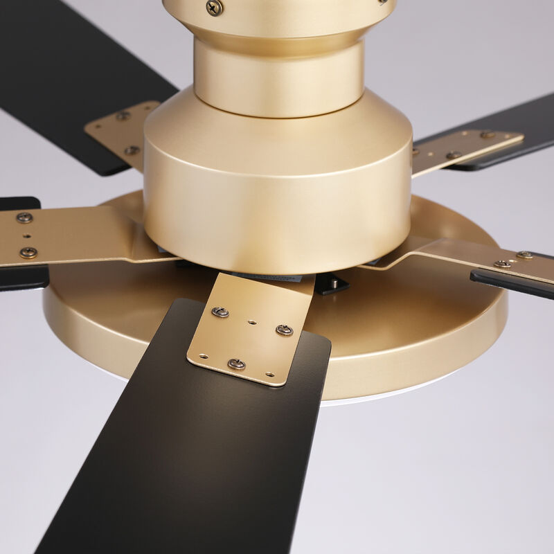 52" Modern Gold Reversible Dimmable Low Profile Flush Mount Smart Ceiling Fan with Light, APP Control and Remote image number 8