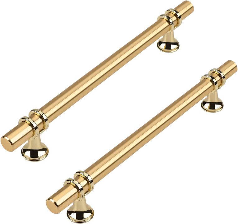 Leulan 10 Pack Kitchen Cabinet Handles Gold Cabinet Pulls 6-1/4 Inch Brushed Gold Drawer Pulls for Dresser Bathroom Modern Kitch
