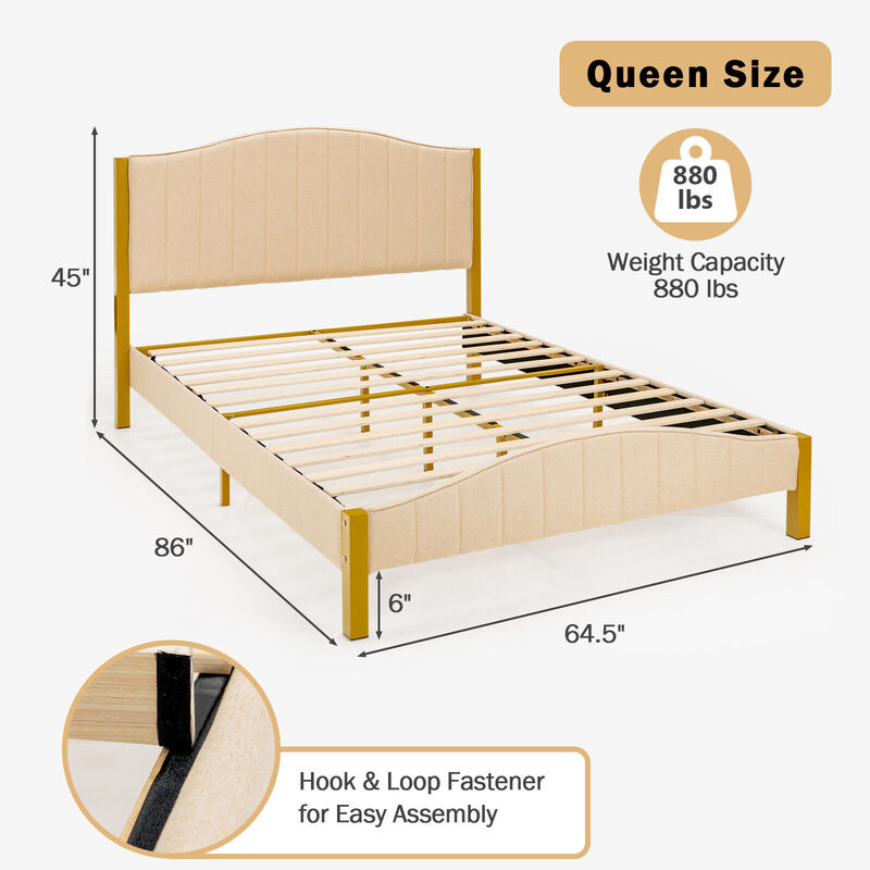 Full/Queen Size Upholstered Bed Frame with Quilted Headboard-Queen Size