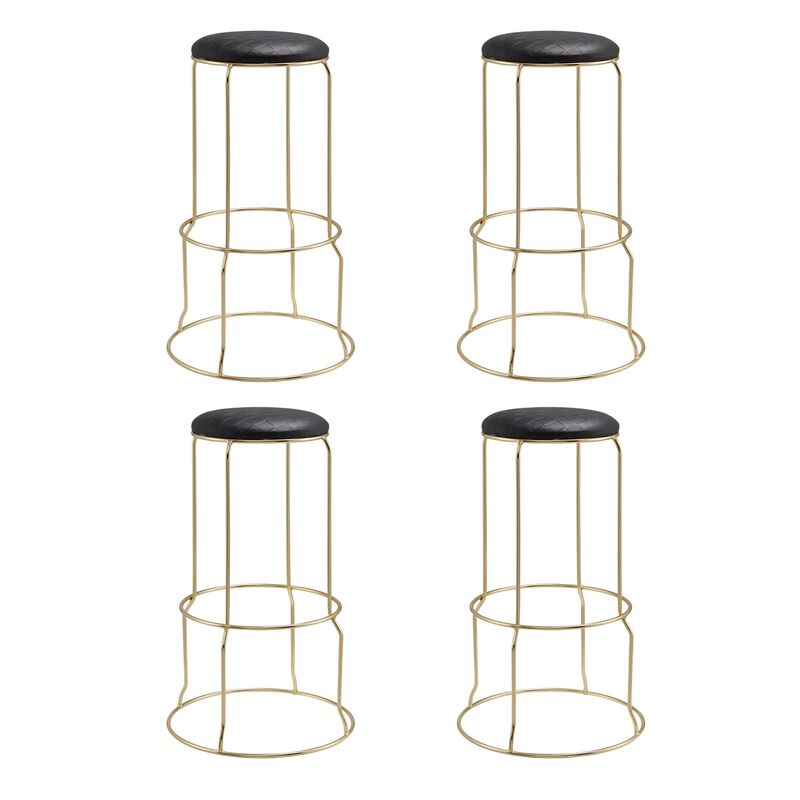 Kings Brand Furniture Carmilla Upholstered Counter Height Stool with Footrest - Bar Stools Set of 4 for Kitchen 27.25"