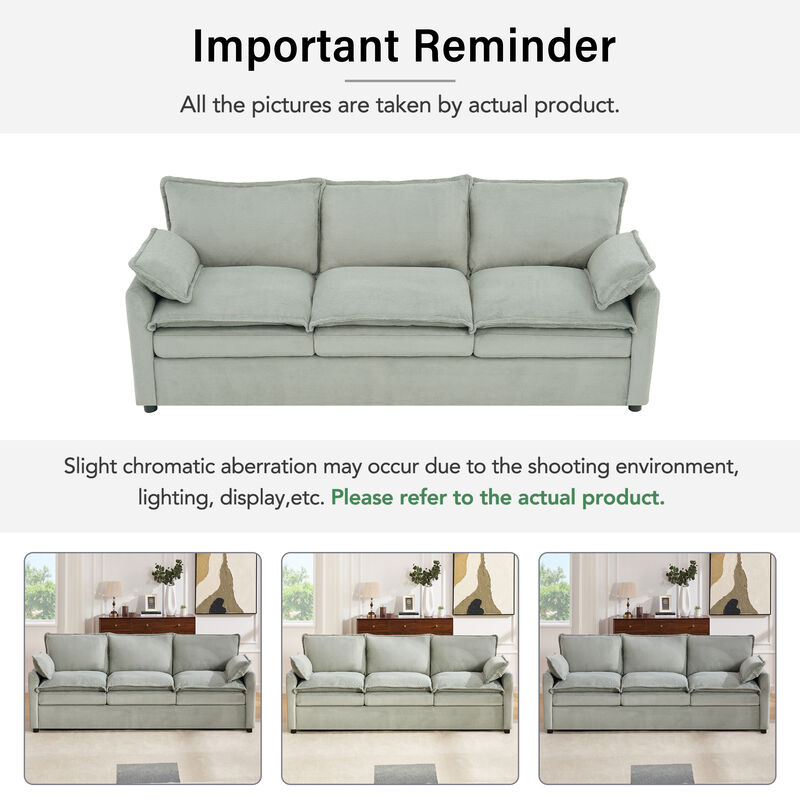 Merax Faux Fur 3-Seater Sofa with Double-Layer Cushion image number 6