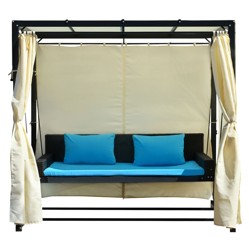 2-3 People Outdoor Swing Bed, Adjustable Curtains, Suitable For Balconies, Gardens And Other Places image number 8