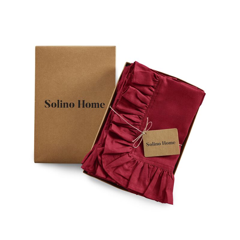 Solino Home 100% Pure Linen Dinner Napkins 20 x 20 Inch Set of 4 - Gabrielle Ruffle