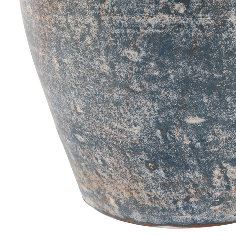 Terracotta, 9" Vase With Handles, Blue/white image number 4