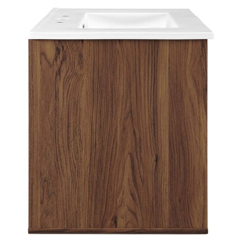 Modway Transmit Wall-Mount, 30" Bathroom Vanity, Walnut White image number 4