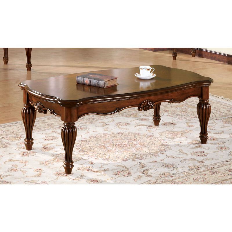 Plethoria Home Cherry Rectangle Coffee Table with Turned Legs