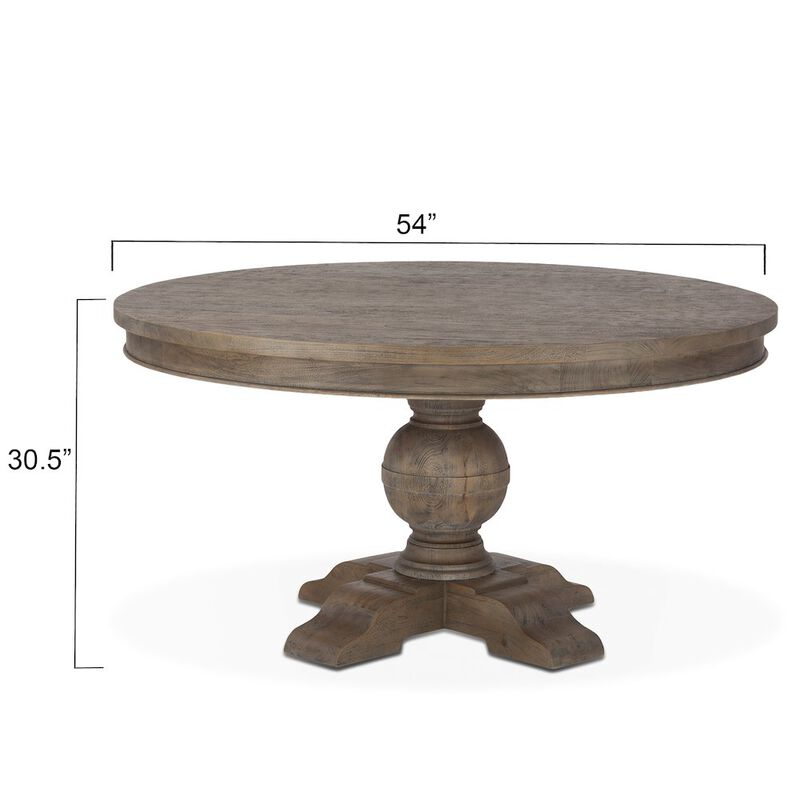 World Interiors Chatham Downs 54" Round Dining Table in Weathered Teak Finish image number 1