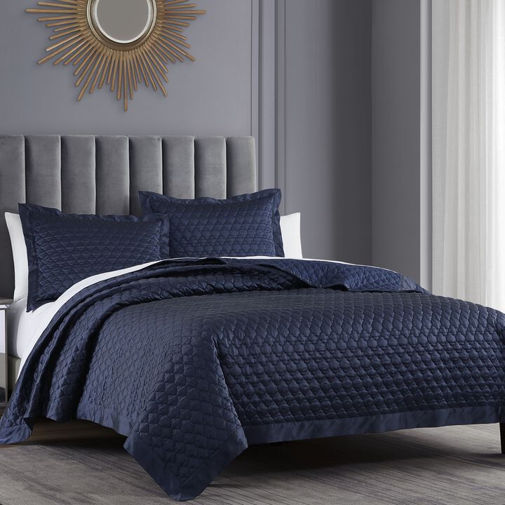 High Shine Navy King Quilt Set