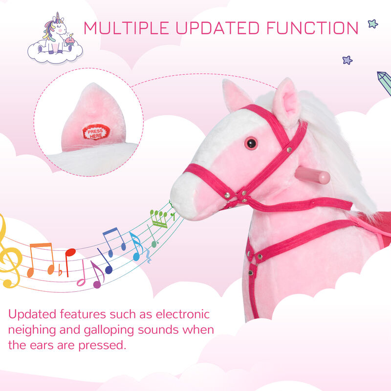 BreeBe Kids Plush Rocking Horse with Realistic Sounds image number 4