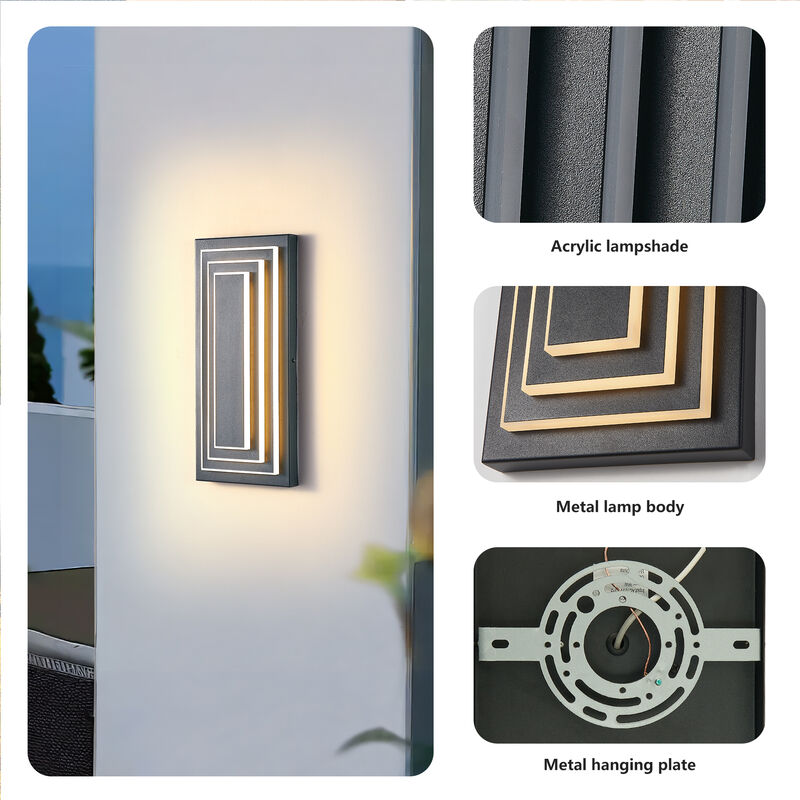 Black 1-Light Outdoor Sconce - 15.7 in. H, Hardwired with LED Bulbs (Set of 2) image number 3