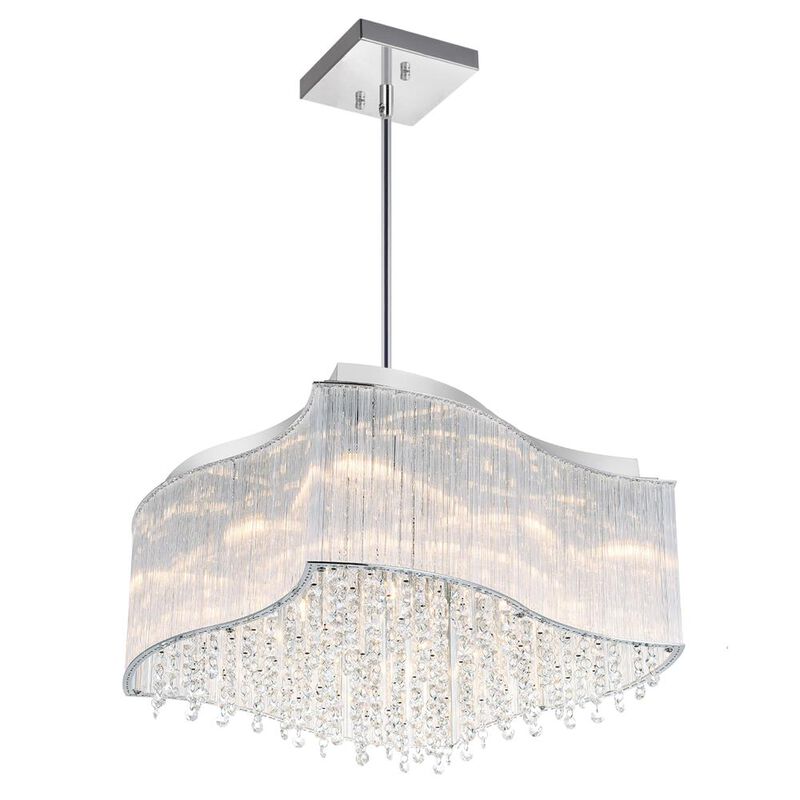 Elsa 10 Light Drum Shade Chandelier With Chrome Finish